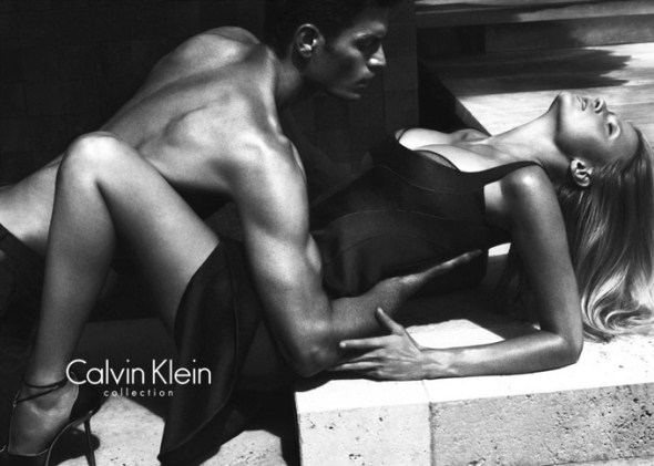 Рекламная фотосессия для одежного бренда Calvin Klein с Лара Стоун (Lara Stone) и Тайсон Балу (Tyson Ballou).