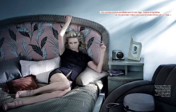 рекламная фотосессия Шарлиз Терон в Elle France 