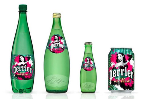 Дита фон Тиз снова появилась на упаковке воды Perrier