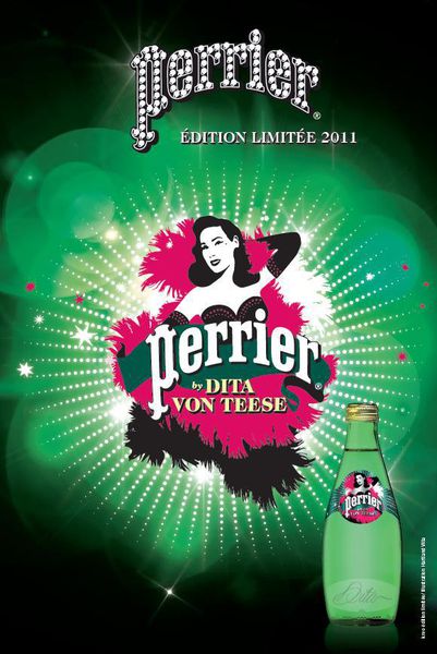 Дита фон Тиз снова появилась на упаковке воды Perrier