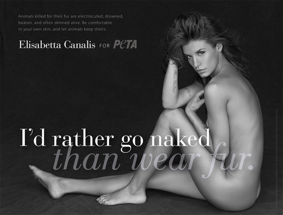 фотомодель Элизабетта Каналис в социальной ркламе peta