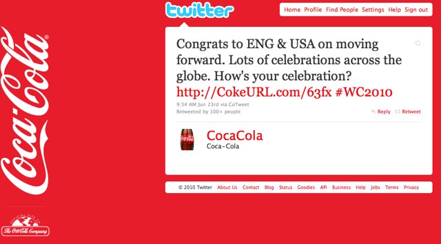 Релкмная кампания Coca-Cola в твитере