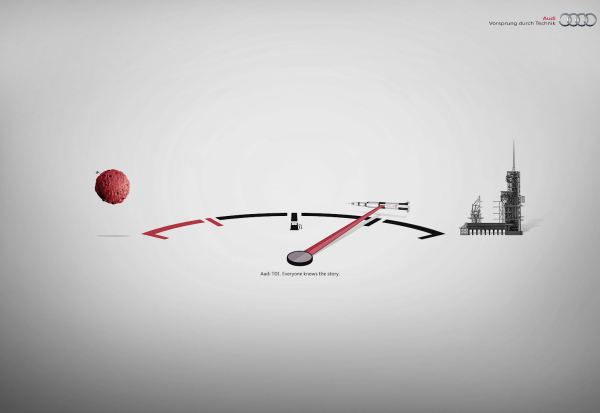 Отрывки истории в печатной рекламе Audi